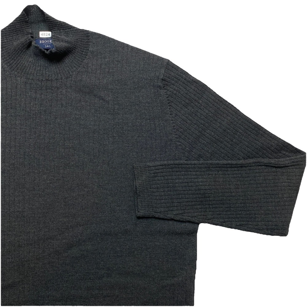 Brooks Brothers Sweater Mens XL Gray Mock Neck 346 100% Merino Wool